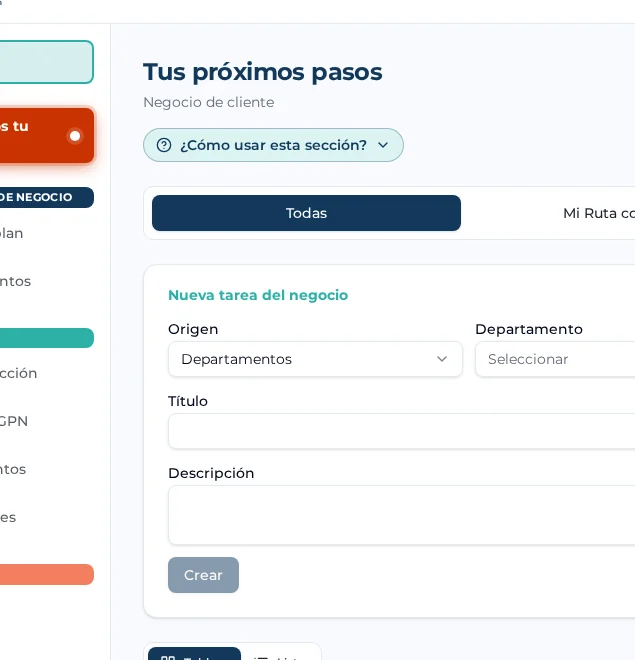 Convierte pendientes en acciones: pantalla real con datos de ejemplo