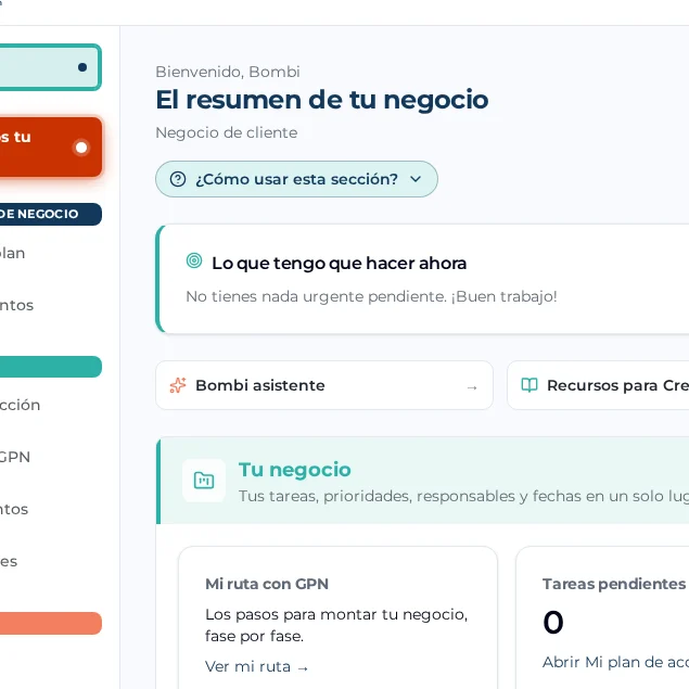 Ubica tu próximo paso: pantalla real con datos de ejemplo
